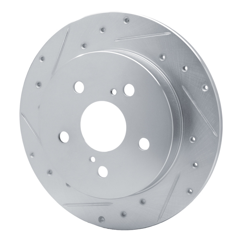 Lexus ES350 Brake Rotor (1) - Rear Left - R1 Concepts - Drilled & Slotted - Silver - `15-`25
